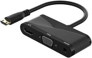 h114 3 in 1 Mini HDMI to HDMI + VGA + 3.5 Audio Converter Cable