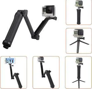 SUNMENCO Waterproof Selfie Stick Foldable Multi-functional Telescopic Pole 3 Way Grip Monopod Extendable Arm Tripod Stand Mount with Tripod Inside for Gopro Action Camera Cellphone