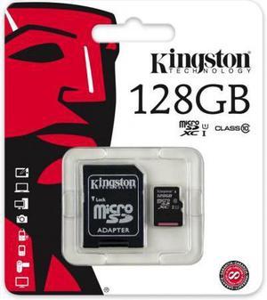 Kingston 128G microSDXC UHS-I Class 10 microSD micro SD SDXC C10 Flash Memory Card  with Adapter,  (SDC10/128GB)