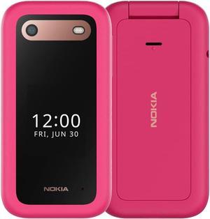 Nokia 2660 Flip DUAL SIM 128MB ROM + 48MB RAM (GSM Only | No CDMA) Factory Unlocked 4G/LTE Cellphone (Pop Pink) - International Version