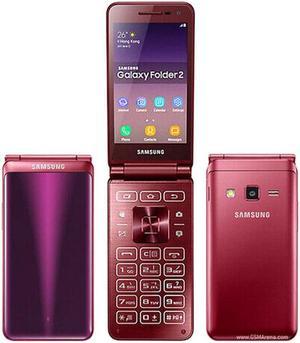 Samsung Galaxy Folder 2 DUAL SIM 16GB ROM  2GB RAM GSM ONLY  NO CDMA Factory Unlocked 4GLTE Cellphone Wine Red  International Version