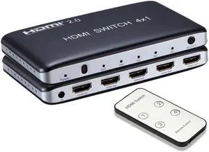 Werleo 4K x 2K 4 Port 4 x 1 HDMI 2.0 HDMI Switch with IR Wireless Remote Control HDMI Hub Switcher Splitter Box Support 4K 3D 1080P HDCP 2.2 For TV Blu-ray DVD PS4 PS3 Xbox Monitor Macbook PC Laptop
