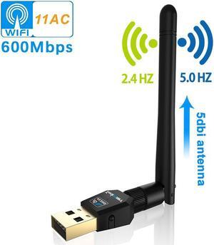 Werleo 600Mbps mini 802.11ac Dual Band 2.4G 5G Wireless USB WiFi Adapter Dongle Network Adapter with 5dBi High Gain Antenna For Windows XP Win Vista Win 7 8.1 Win 10 Mac OS 10.6-10.12 Desktop Laptop