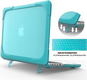 MacBook Pro 13 Inch Case 2017 & 2016 Release A1706 A1708 Shell , Werleo Rubberized Hard Case Cover with Kickstand Keyboard Skin For Apple Macbook Pro 13" with / without Touch Bar and Touch ID - Blue