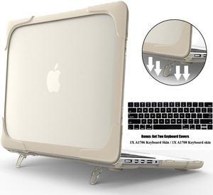 MacBook Pro 13 Inch Case 2017 & 2016 Release A1706 A1708 Shell , Werleo Rubberized Hard Case Cover with Kickstand Keyboard Skin For Apple Macbook Pro 13" with / without Touch Bar and Touch ID - Khaki