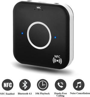 Bluetooth 4.1 Audio Receiver, Wireless Audio Adapter NFC-Enabled Wireless Speaker Adapter with 3.5mm Dual Aux Micphone Handsfree Calling for Home Stereo Sound System Car MP3 Headphones TV PC Computer