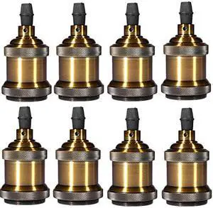 Werleo 8 Pack Solid Bronze Lamp Socket E26 / E27 Vintage Industrial Edison Pendant Ceramics Medium Light Socket Holder For Lamp Brass Finished