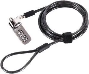 Werleo Notebook Laptop Combination Lock Security Cable - 4 Digit Password Protections, Theft Deterrent - with Sturdy Thick Black Security Cable - for Desktops, Laptops and Projectors