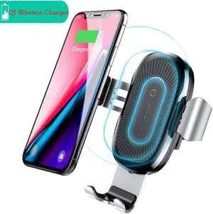 Qi Fast Wireless Car Charger Air Vent Phone Holder Car Mount for Samsung Galaxy S8, S7/S7 Edge, Note 8 5 and Standard Charge for iPhone X, 8/8 Plus & Qi Enabled Devices (Black)
