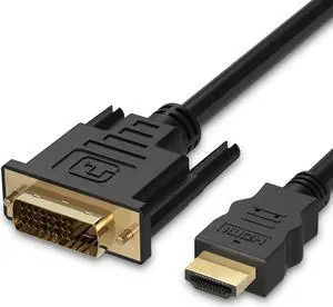 HDMI to DVI Cable (6 FT),DVI-D to HDMI Cord Bi-Directional Gold Plated High Speed HDMI (Type A) to DVI for HDTV, Apple TV, Smart TV, PS3/PS4, Xbox One X/One S/360, Wii U