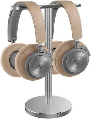 Dual Headphone Stand Aluminum Metal Desk Headset Holder Bracket Desktop Earphone Hanger Mount for Beats Sennheiser Sony Audio-Technica Bose Shure AKG JBL Logitech Razer Gaming Headphones and More