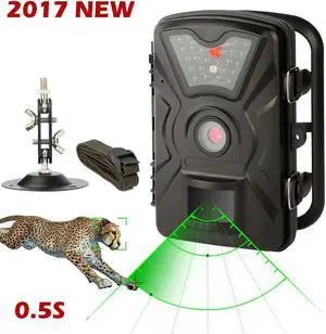 Game Trail Camera 1080P 12MP with Sound Scouting Camera with 2.4in LCD Screen No Glow Black Infrared Night Vision 0.5s Trigger Speed IP66 Waterproof for Wildlife Hunting Monitoring Security