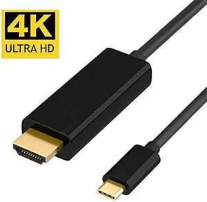 USB C to HDMI Cable 6FT, USB 3.1 Type C (Thunderbolt 3 Compatible) to HDMI 4K Cable for Macbook Pro 2016, Macbook 12", Chromebook Pixel, Galaxy S8/S8+ etc to HDTV, Monitor, Projector