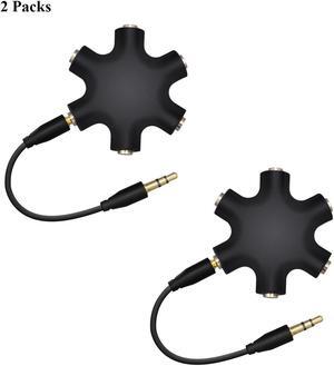 Headphone Splitter 3.5mm,1 to 5 Stereo Audio Adapter Converter for Samsung iPhone iPod iPad MP3/MP4 Players Tablets (pack of 2)