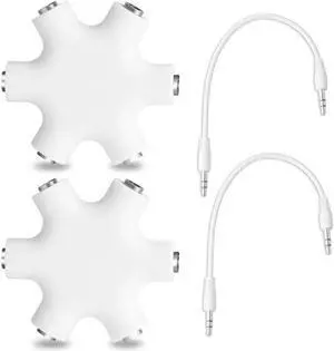 Headphone Splitter 3.5mm,1 to 5 Stereo Audio Adapter Converter for Samsung iPhone iPod iPad MP3/MP4 Players Tablets (pack of 2)