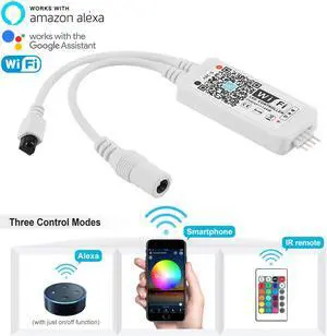 WiFi Wireless LED Smart Controller Working with Android and IOS System Mobile Phone Free App for GRB LED Light Strips 5050 3528 LEDs Comes With One 24 Keys Remote Control
