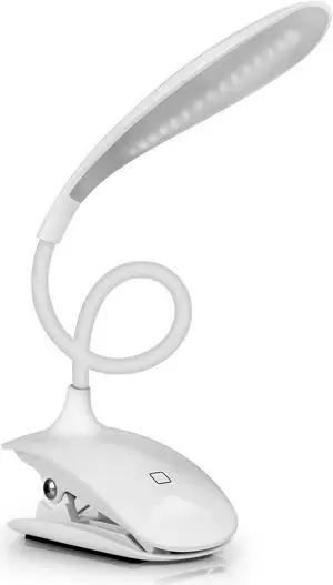 Clip on Reading Light for Bed, 3 Level Brightness LED Book Light, Rechargeable & Portable Desk Light, 360° Adjustable, Touch Control, Dimmable, Eyesight Protection for Travel, Read, Study