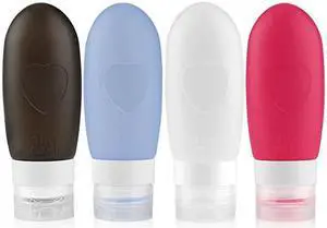 Leak Proof Travel Bottles,Refillable Silicone Travel Containers,Travel Accessories for Carry On Luggage, Perfect for Liquid Toiletries (3oz,4Pack)