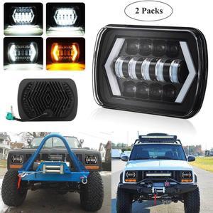 2pcs LED Projector Headlight Hi-Lo Beam Halo DRL For Jeep Cherokee XJ 7x6'' 5X7"