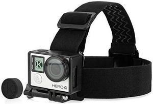 Head Strap Frame Mount Bundle for Gopro Hero 4, Black, Silver, 3+, 3 - Comfortable - Optimal Sound Capture - Includes also Large Thumbscrew / Lens Cap