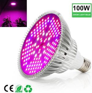 100W Led Grow Light Bulbs Full Spectrum Plant Light Lamp for Indoor Plants Vegetables Greenhouse and Hydroponic,150PCs 2835 Chips E27 Base grow light AC 85~265V