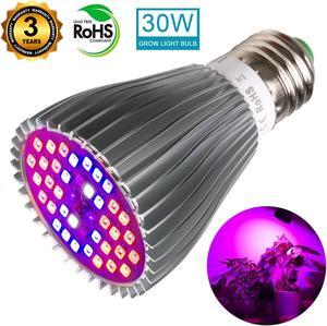 LED Grow Light Bulb,30W Full Spectrum Grow bulbs for Indoor Plants Hydroponic,Plant lights Bulbs for Succulent Flowers Tobacco Vegetable Seedling (E26 / E27)