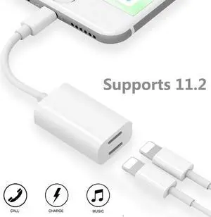 iPhone7/7 Plus Splitter & Dual Lightning Adapter 2 Lightning Port Headphone Audio and Charge Adapter Accessories for iPhoneX/iPhonei 8/Phone 7/7 Plus/6/6S/6S Plus and so on (White)