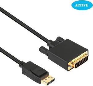 DisplayPort to DVI Adapter Active Dp Display Port to DVI Single Link Converter Male to Male Gold-Plated Cord 6 Feet Black Cable Support Eyefinity Technology