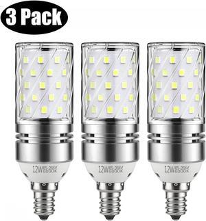 3 Packs 12W LED Corn Bulbs Non-dimmable Candelabra LED Light Bulbs 6000K Daylight White 1200LM E12 Base / 100W Incandescent Equivalent