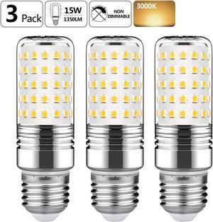 15W LED Cylindrical Bulb,E26 LED Candelabra Light Bulbs 120 Watt Equivalent,1500lm, Warm White 3000K LED Chandelier Bulbs, Non-Dimmable LED Lamp(3-Pack)