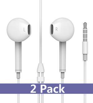 Earbuds, Headphones with Microphone New Earphones for apple iPhone 6s 6 Plus 5s 5 4s 4 SE iPad iPod 7 and all 3.5mm Headphones devices. (white) 2 Pack