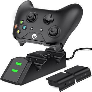 Xbox One Controller Dual Charger Dual Xbox One / One S / One X / Xbox Elite Controller Charger Charging Station Dock with 2 x 600 mAh Rechargeable Battery Packs