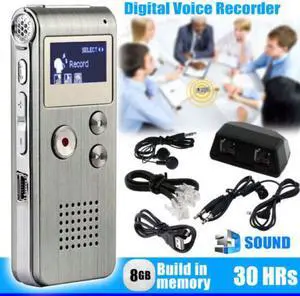 Digital Voice Recorder 8GB Audio Sound Recorder Voice Activated Dictaphone for Meeting, lecture with MP3 Player - Rapid Recording, Up to 30 Hrs Recording Time