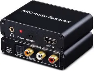 HDMI ARC Adapter,  ARC Audio Extractor with Digital Optical TOSLINK SPDIF/ Coaxial and Analog 3.5mm L/R Stereo Audio Converter for HDTV Soundbar Speaker Amplifier