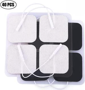 40PCS TENS Unit Electrodes Pads Replacement for TENS EMS Massage 2 Inch Square White Cloth Backing with Premium Adhesive Gel