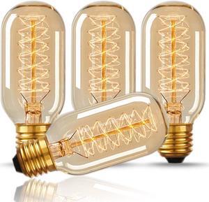 T45 40W Vintage Antique Light Bulbs, Warm White, E26 Edison Tubular Style Bulb, Clear Glass, 110-130 Volts, Filament Light Bulbs for Home Light Fixtures Decorative, Dimmable (4 Pack)