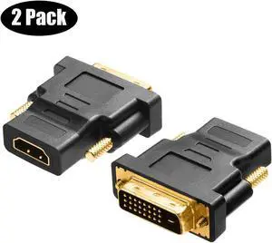 2 Packs DVI to HDMI Adapter Gold-Plated DVI to HDMI Conventer Male to Female Converter