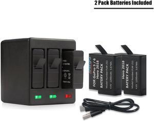 2 Pack Rechargeable Battery and 3-Channel Charger for GoPro HERO (2018) GoPro HERO 5 HERO 6 HERO 5 Black HERO 6 Black (Fully compatible with original camera)