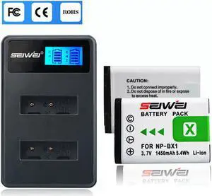 NP-BX1 Battery (2-Pack) and Rapid Dual Charger for Sony NP-BX1, NP-BX1/M8 and Sony Cyber-shot DSC-HX50V, DSC-HX300, DSC-HX400,DSC-RX1, DSC-RX1R, DSC-RX100