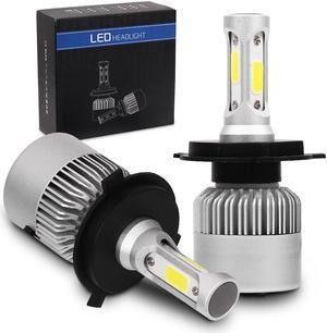 2 Packs LED Headlight Bulbs H4 Conversion Kits High Low Beam Auto Headlamp Dual Beam Car Headlight 72W 6000K 8000LM Extremely Super Bright COB Chips