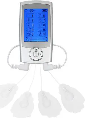 Rechargeable TENS Unit Muscle Stimulator 10 Modes Pain Relief  EMS Machine Portable Pulse Massager with 4 Electrodes Pads