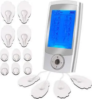 Rechargeable Tens Unit Double Output Muscle Stimulator with 10 Modes and 14 Tens Unit Pads FDA Approved Tens Units for Pain Relief Massager