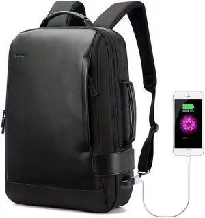 Bopai Business 15.6 inch Laptop Backpack Intelligent Increase Compartment Invisible Anti-theft Laptop Rucksack USB Charging and Water Resistant College Travel Men Backpack, Black
