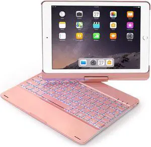 Smart Keyboard Case 360° Rotating Back Cover Aluminum Bluetooth Wirless Keyboard Case 7 Colors Backlit Folio Case Cover For Apple iPad 2017 5th Gen 2018 New iPad 6th Gen iPad Air Air2 iPad Pro 9.7