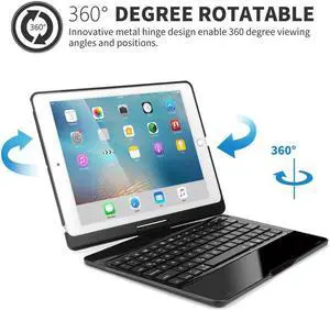 New iPad Pro 10.5 Keyboard Case Protective Ultra Slim Hard Folio Case 360 Rotate Smart Cover with 7 Colors Backlit Auto Wake Sleep Wireless Bluetooth Keyboard for iPad Pro 10.5 inch Model A1701A1709