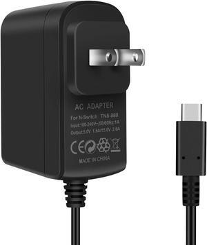 AC Adapter for Nintendo Switch KINGTOP Nintendo Switch Charger with 5FT USB Type C Cable 15V 2.6A Fast Travel Wall Charger for Nintendo Switch and Pro Controller Supports TV Mode and Dock Station