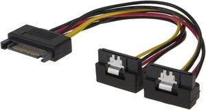 SATA Power Cable Werleo 2-PACK 8-Inch SATA 15 Pin Male to 2x SATA 15 Pin Down Angle Female Power Splitter Cable