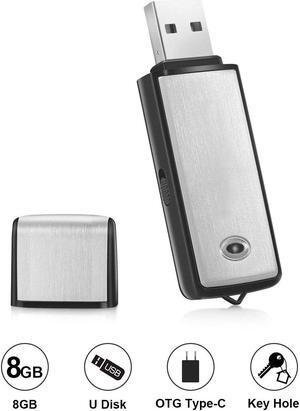 Mini Voice Recorder 8GB USB Sound Audio Digital Voice Recorder with 96 Hrs Capacity for Lectures Voice Activated Compatible Windows Mac Android OTG Mini Record MP3 Metal Casing Keychain