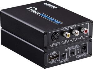 Werleo HDMI to Composite 3RCA AV S-Video R L Audio Vdieo Converter Adapter Upscaler 720P 1080P with RCA S-Video Cable for Xbox PS3 TV PC Laptop STB VHS VCR Camera Blue-Ray DVD
