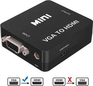 VGA to HDMI Adapter Werleo 1080P Full HD Mini VGA to HDMI Audio Video Converter Adapter Box With USB Cable and 3.5mm Audio Port Cable Support HDTV for PC Laptop Display Computer Mac Projector